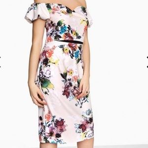 Little Mistress floral off the shoulder dress